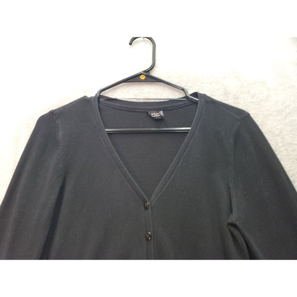 H&M Divided Cardigan Sweater Girls Size 10 Black Knit Cotton V Neck Button Front - Picture 4 of 8